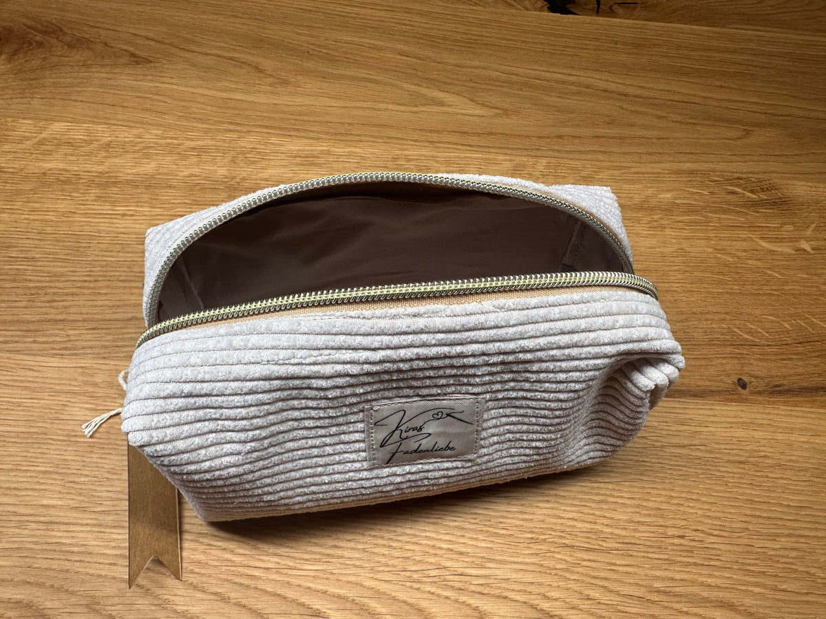 Kosmetiktasche - Cord - beige Gr. S/M