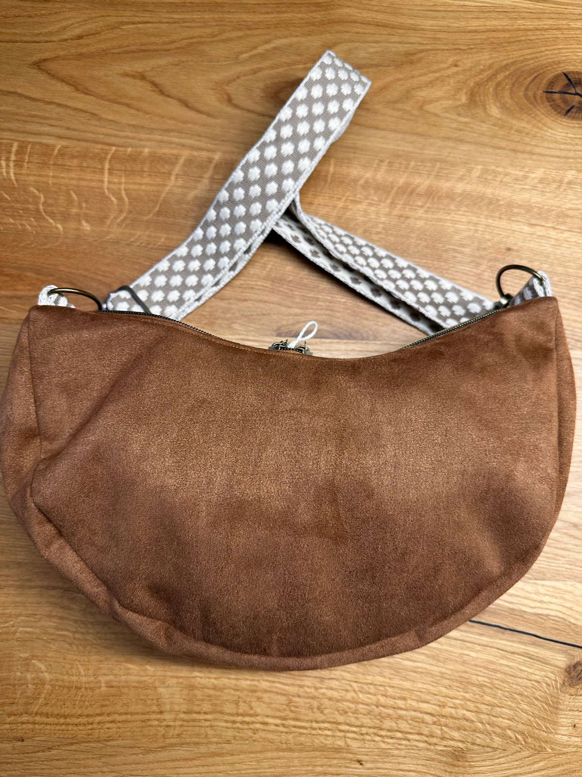 Bananentasche - cognac Velourleder- Gr. S