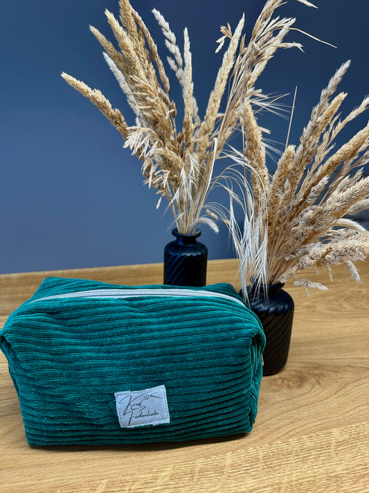 Kosmetiktasche - Cord grün Gr. M