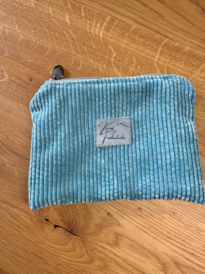 Kosmetikmäppchen aquablau mit silber Gr. XS