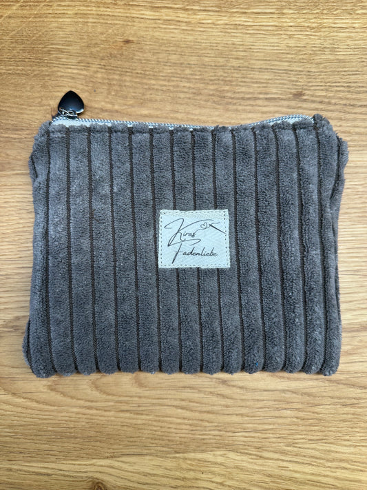 Kosmetikmäppchen braun mit silber Gr. XS
