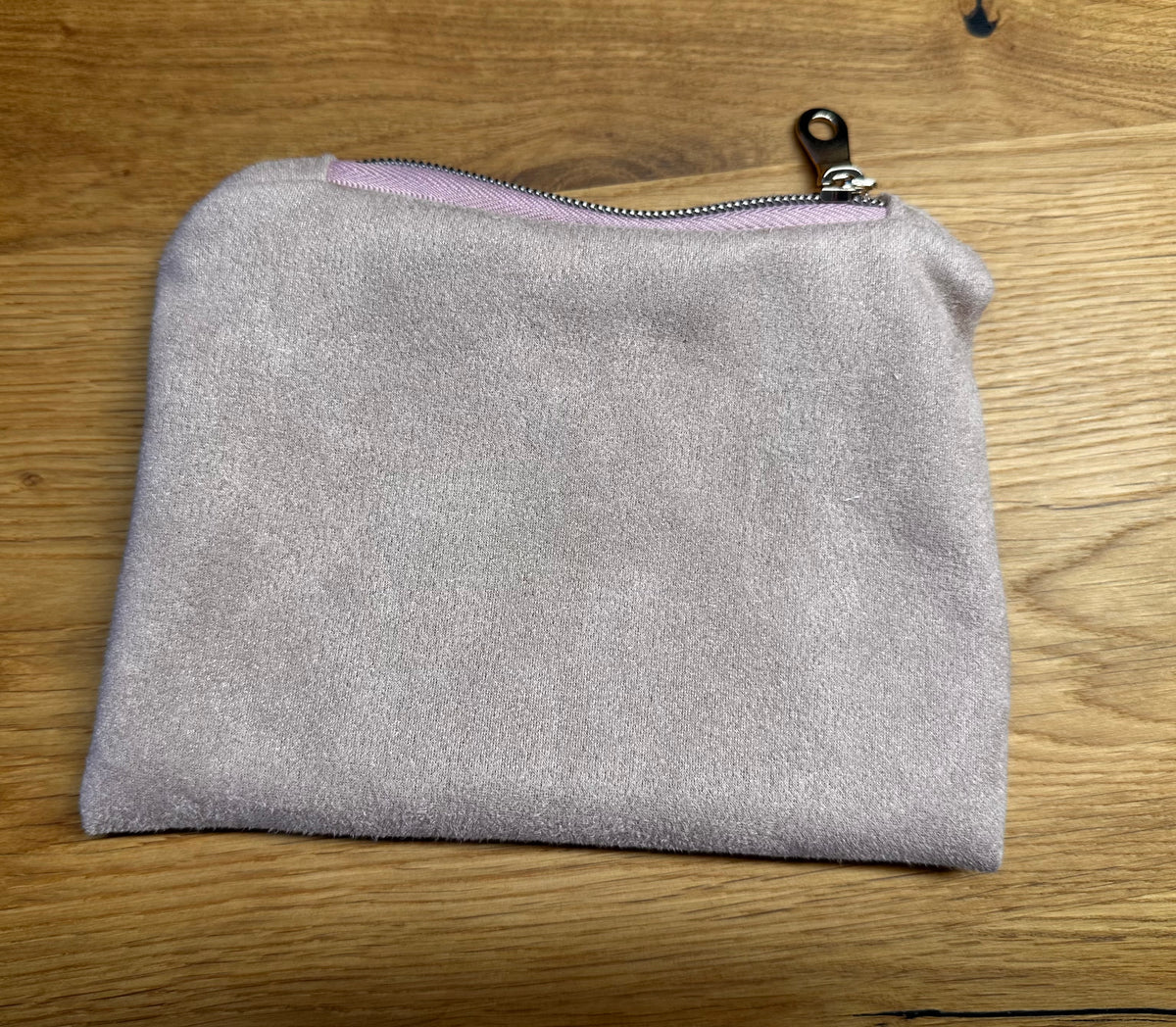 Kosmetikmäppchen rosa Velourleder mit silber Gr. XS