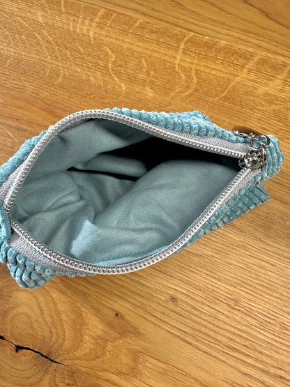 Kosmetikmäppchen aquablau mit silber Gr. XS