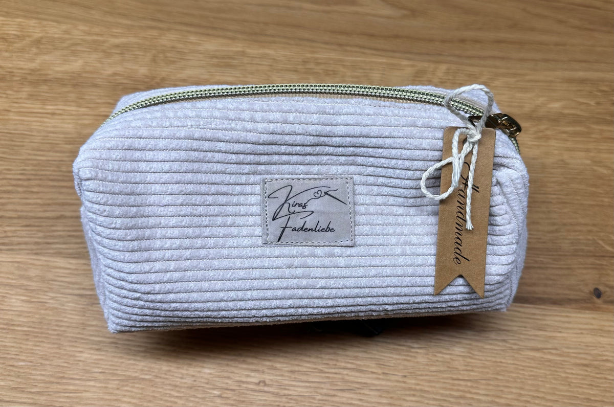 Kosmetiktasche - Cord - beige Gr. S/M