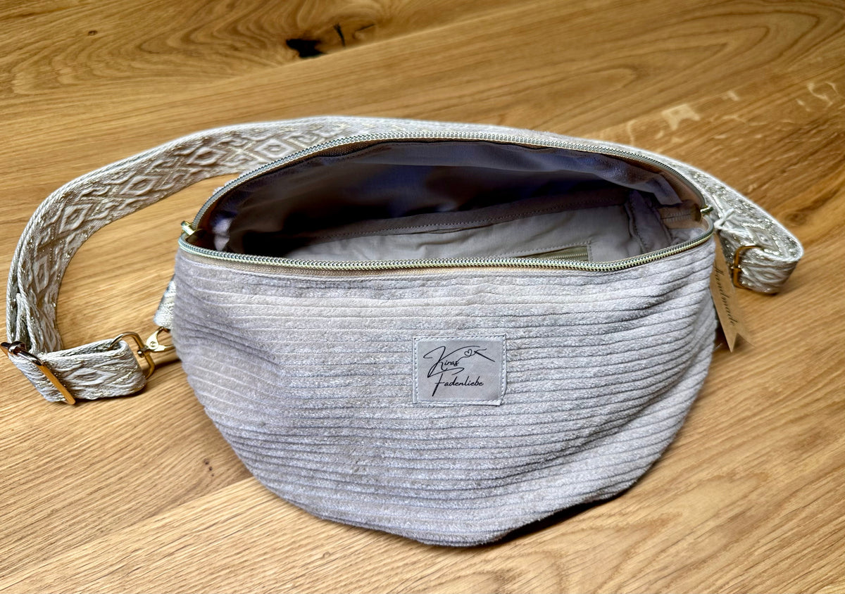 Bauchtasche Gr. M - Cord - Beige