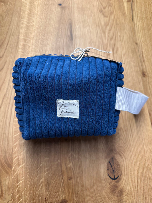 Kosmetiktasche - Cord - blau Gr. M