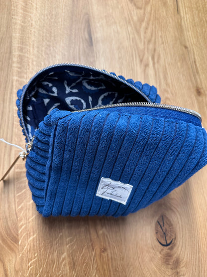 Kosmetiktasche - Cord - blau Gr. M