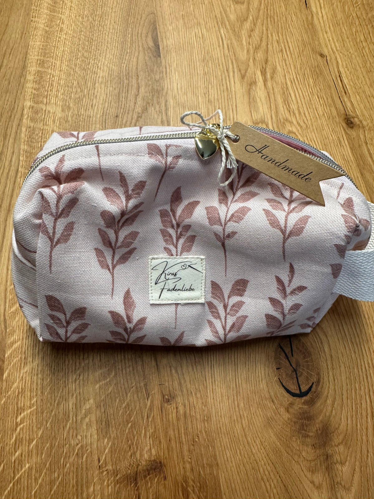 Kosmetiktasche - Blütenmotiv - rose Gr. M