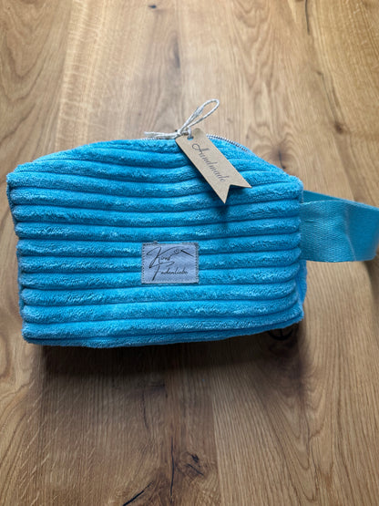 Kosmetiktasche - Cord - türkis Gr. M