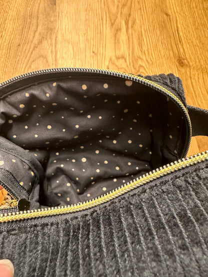 Kosmetiktasche - Cord - schwarz Gr. M