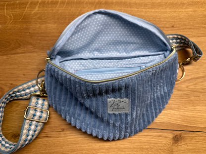 Bauchtasche Gr. M - Cord - Jeans blue