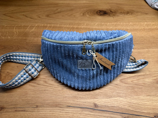 Bauchtasche Gr. M - Cord - Jeans blue