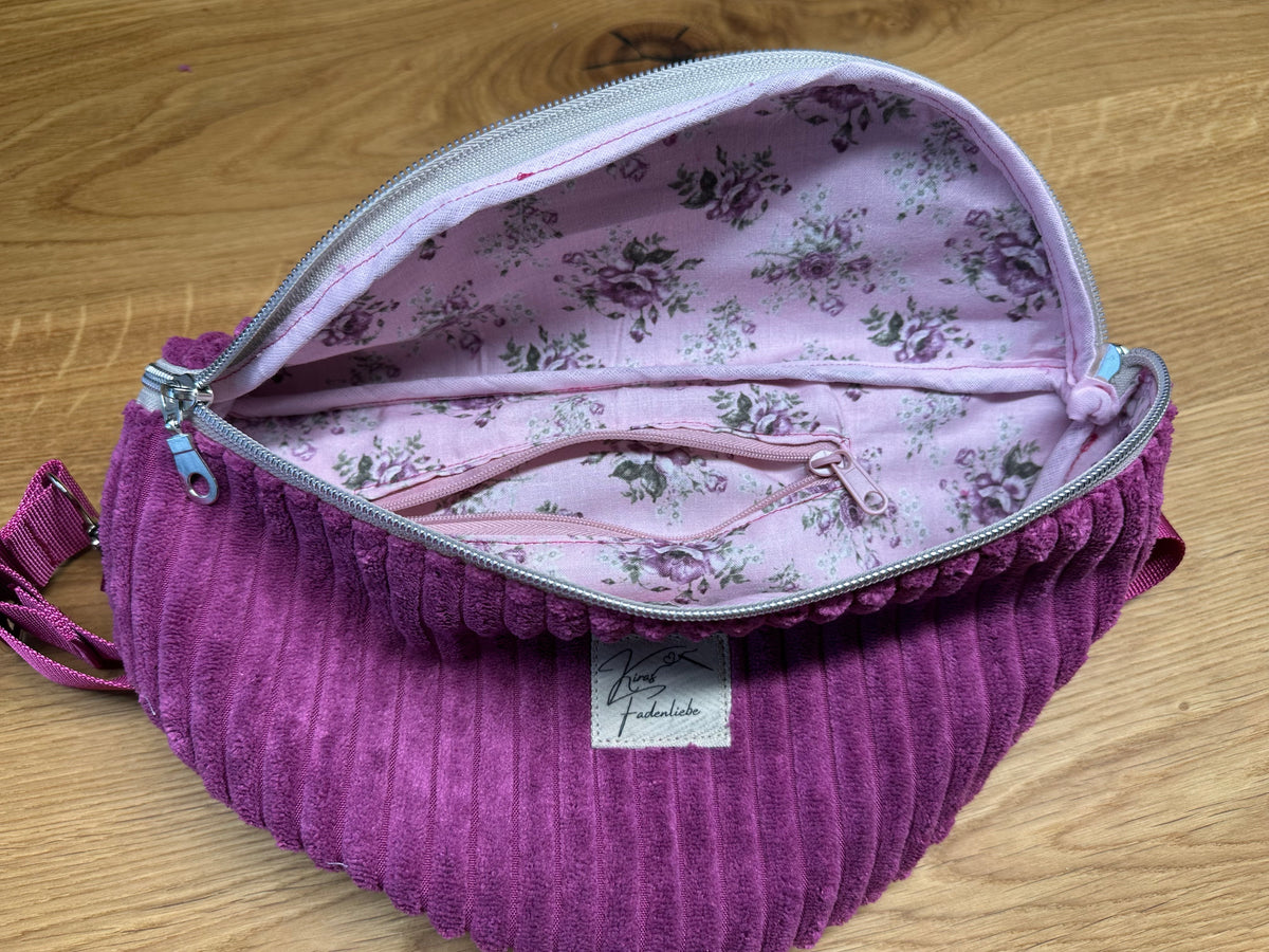 Bauchtasche Gr. M - Cord - Fuchsia