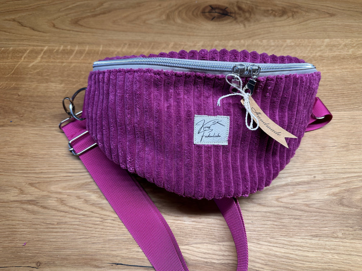 Bauchtasche Gr. M - Cord - Fuchsia