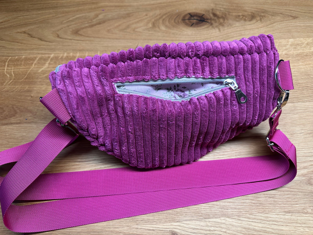 Bauchtasche Gr. M - Cord - Fuchsia
